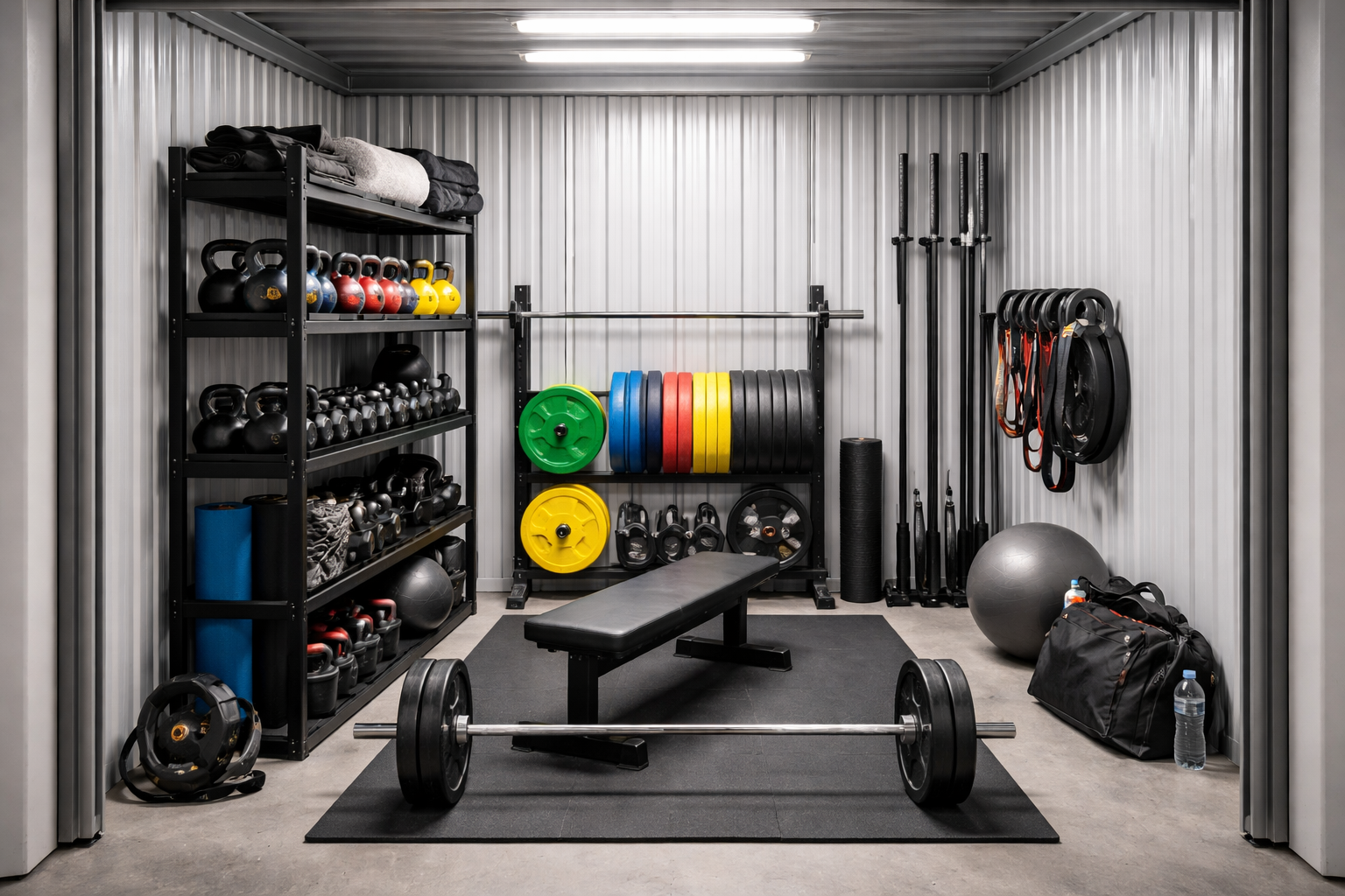 Opbevaringsrum med træningsudstyr
